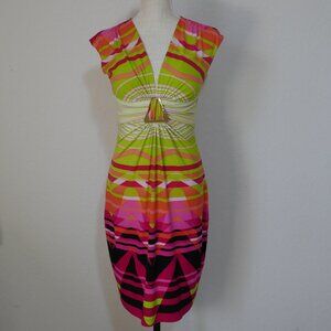 Multicolor Y2K Vintage Bodycon Dress by Cache Made in USA Size 6